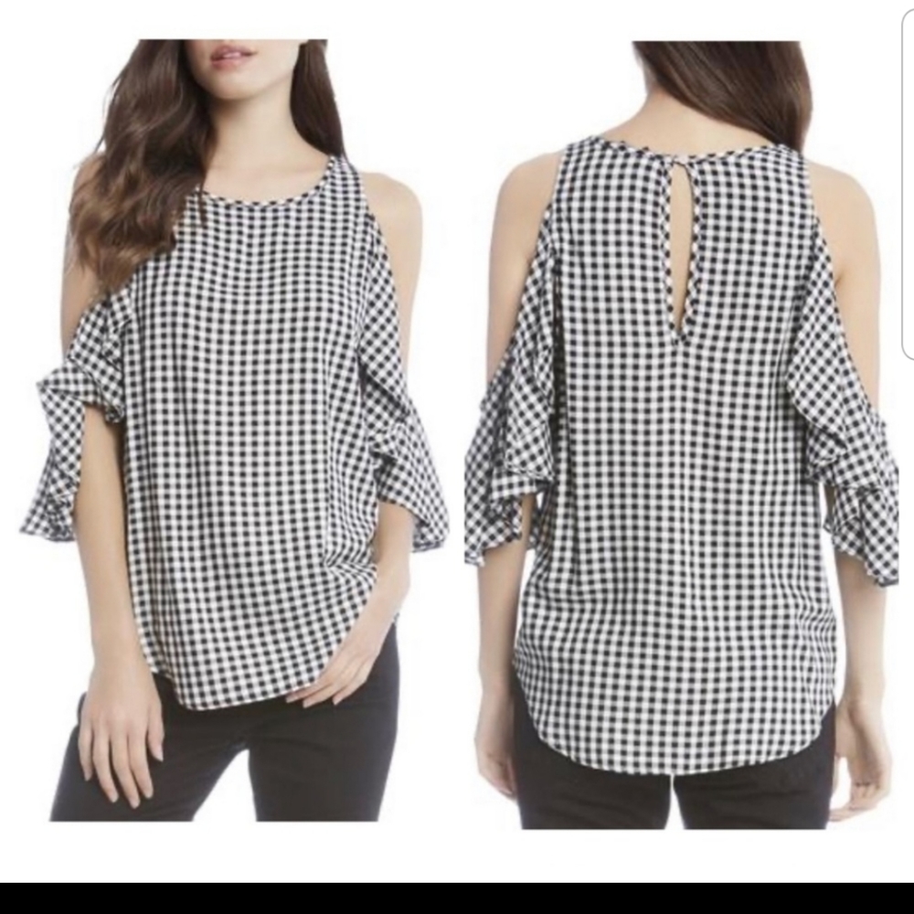Karen Kane Cold Shoulder Gingham top